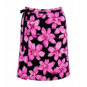 Maximo Pink Floral Wrap Skirt Black Tropical Print Women's Plus Size 14P